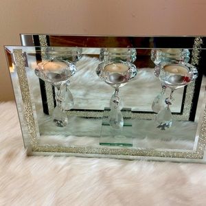 Brand new elegant chandelier style glass candle holder.